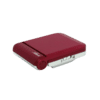 Réveil rouge avec couvercle fermé, dessus plat