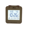 Réveil radio-piloté marron foncé avec écran LCD et affichage de la température