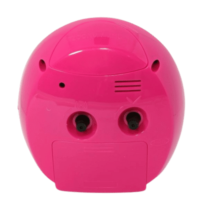 Réveil rose vue arrière avec deux ports et fentes d'aération