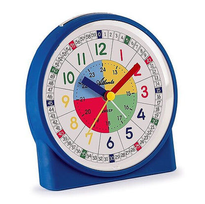 Réveil d'apprentissage bleu avec cadran et aiguilles éducatifs