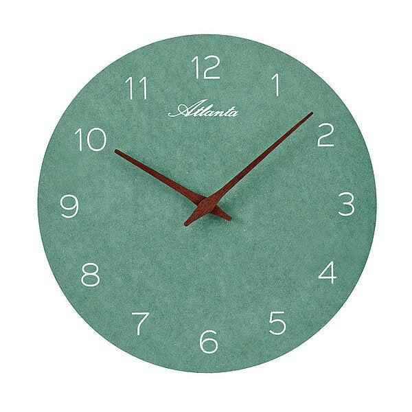 Horloge murale avec chiffres arabes et aiguilles, ronde, verte