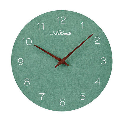 Horloge murale avec chiffres arabes et aiguilles, ronde, verte