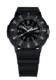 Montre homme en détail, bracelet noir et cadran sombre