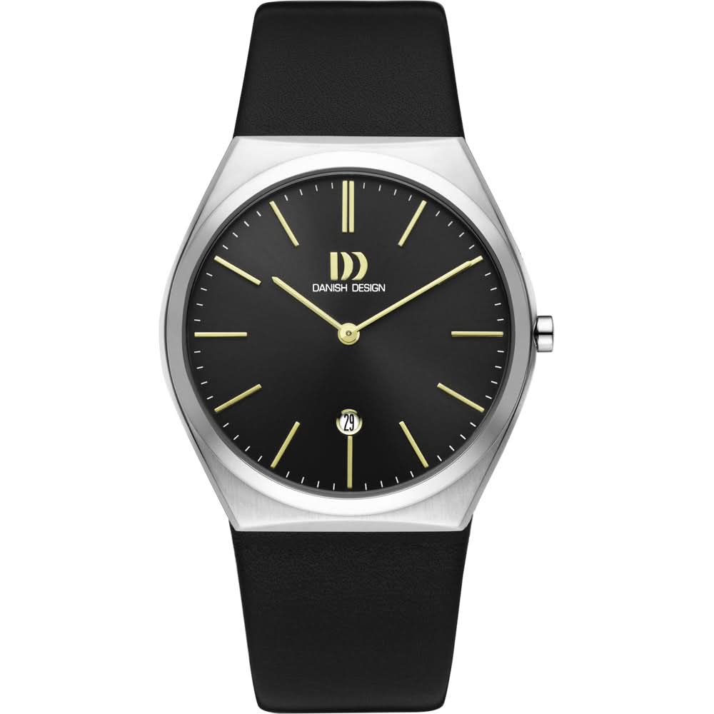 Herrenarmbanduhr mit schwarzem Zifferblatt, schwarzem Armband und Chronograph-Layout
