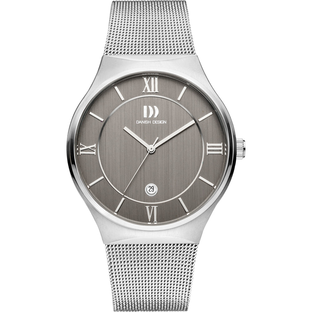 Danish Design Armbanduhr mit silbernem Milanaise-Armband und rundem grauem Zifferblatt