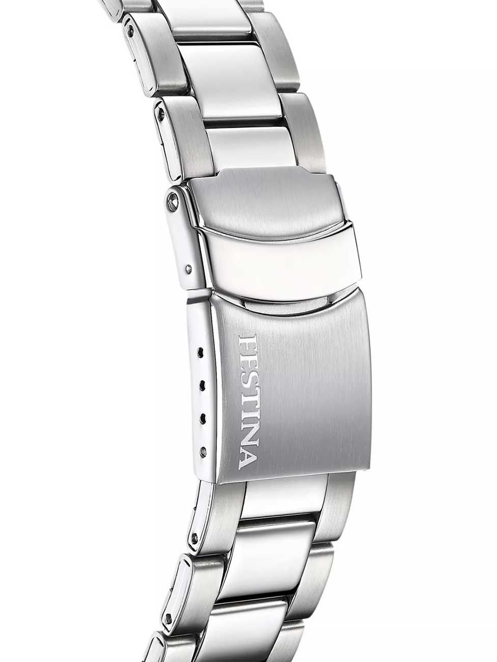 Festina Herrenarmbanduhr mit silberfarbenem Metallarmband und Schließe