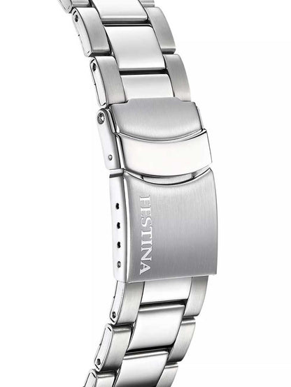 Festina Herrenarmbanduhr mit silberfarbenem Metallarmband und Schließe