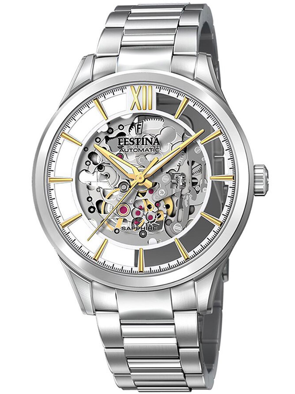 Festina Skeleton Herren-Automatikuhr mit Skelettzifferblatt und Edelstahlarmband