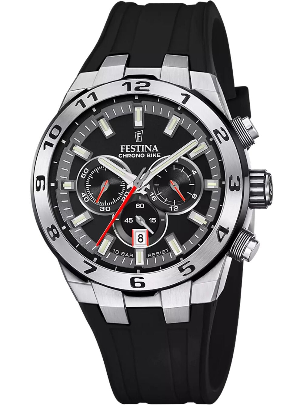 Festina Chrono Bike Herrenuhr mit Quarz-Chronograph, schwarzes Zifferblatt, schwarzes Armband