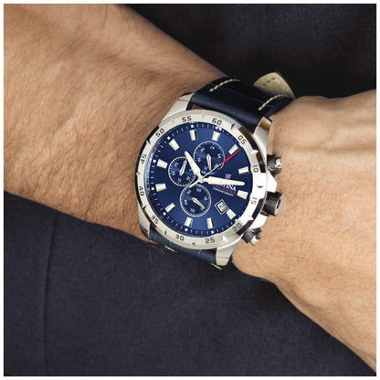 Festina Herrenuhr Chronograph am Handgelenk, blaues Zifferblatt, silbernes Gehäuse