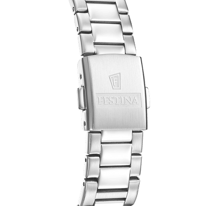 Bracelet en acier inoxydable avec fermoir et logo « FESTINA », vue latérale droite