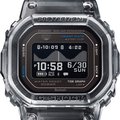 Casio G-Shock G-Lide Herrenarmbanduhr, transparentes Gehäuse, schwarzes Silikonband, Display