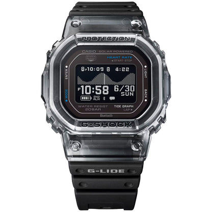 Casio G-Shock G-Lide Herrenarmbanduhr, transparentes Gehäuse, schwarzes Band, digitale Anzeige