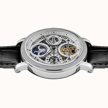 Herren-Armbanduhr Ingersoll: Skelettwerk mit Mondphase, schwarzes Lederband