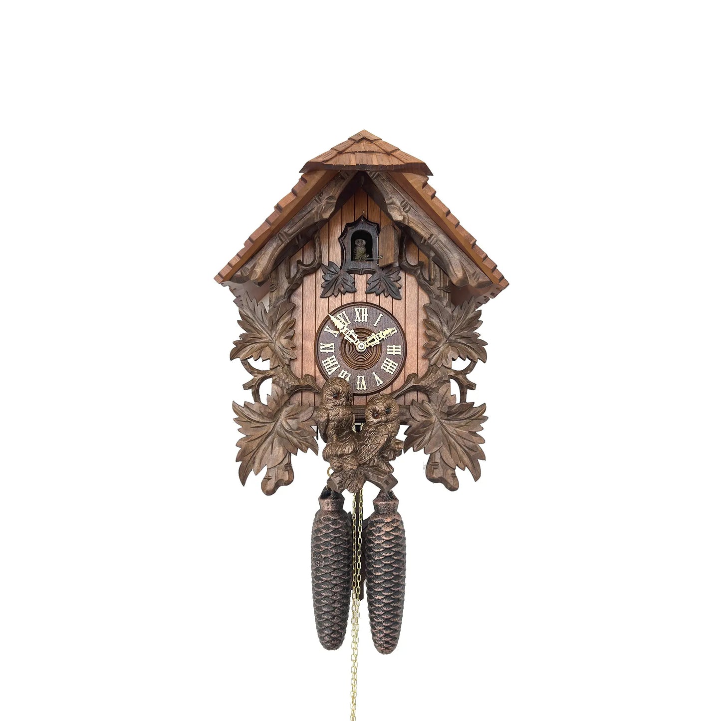 Rombach & Haas TRADITION 3460-N Horloge Murale Bois (foncé) • Mouvement Mécanique 8 Jours • Horloge Hibou Sculptée à la Main
