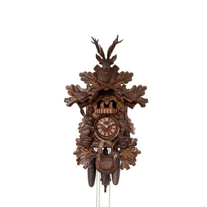 Rombach & Haas TRADITION 4550-N Horloge Murale Bois (foncé) • Mouvement Mécanique 8 Jours • Coucou Forêt-Noire Sculpté à la Main