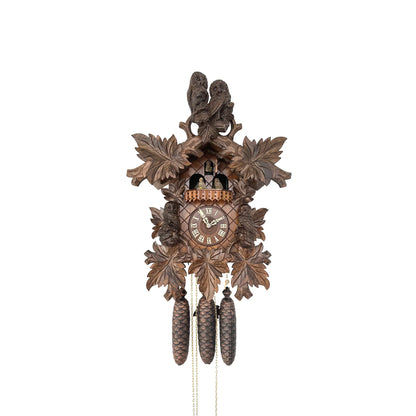 Rombach & Haas TRADITION 4560-N Horloge Murale Bois Foncé • Mouvement Mécanique 8 Jours • Horloge Hibou Sculptée Main