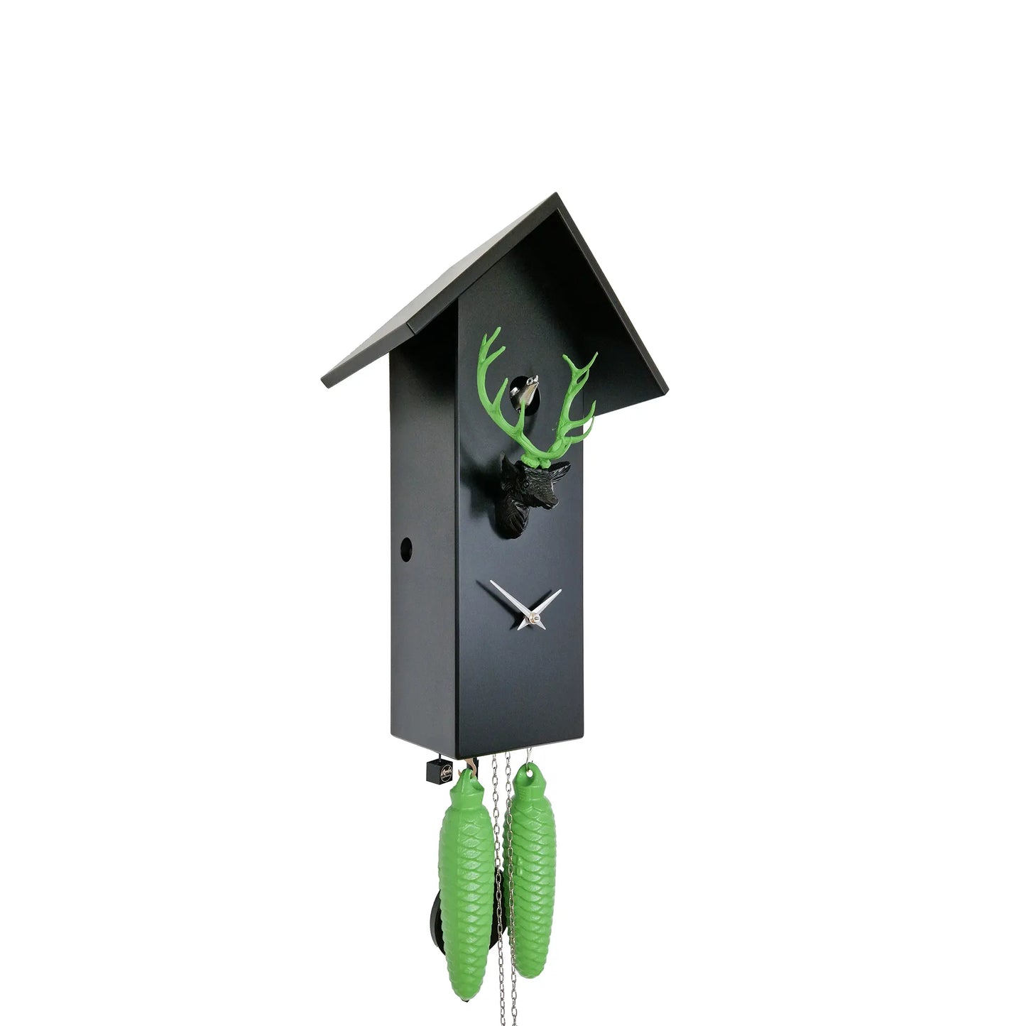 Rombach & Haas Classic SL35-H-2/grün/silber Horloge Murale Verte • Mouvement Mécanique 8 Jours • Éléments en Bois Sculptés Main