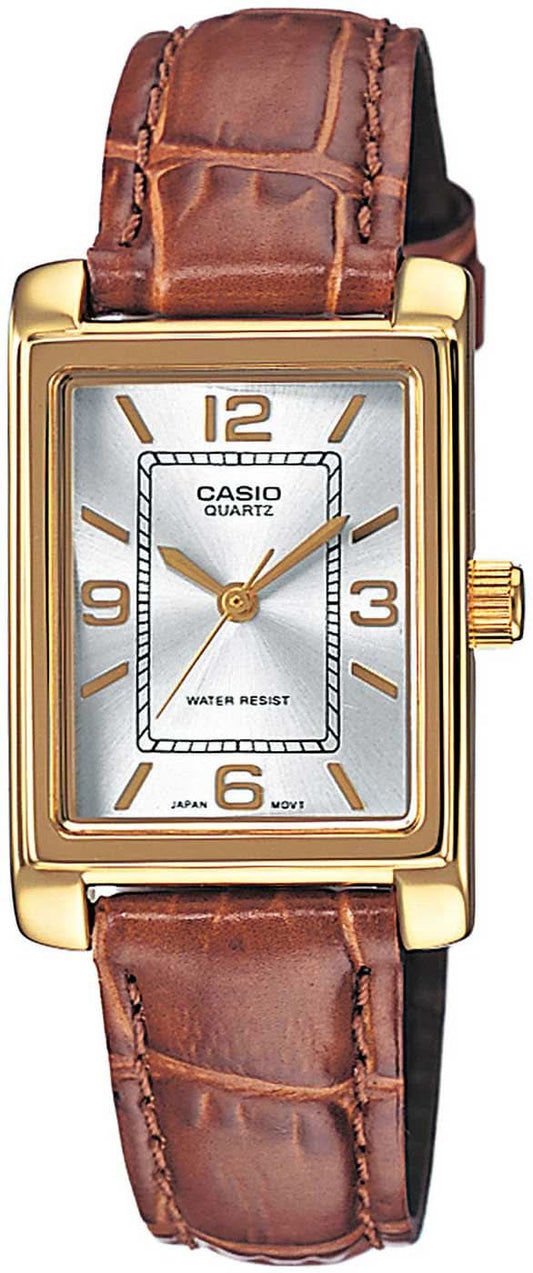 Casio Timeless LTP-1234PGL-7AEG Montre Femme • Design Rétro Classique • Bracelet en Cuir Véritable
