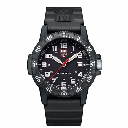 Bracelet de montre pour homme avec cadran noir, aiguille des secondes rouge et guichet date