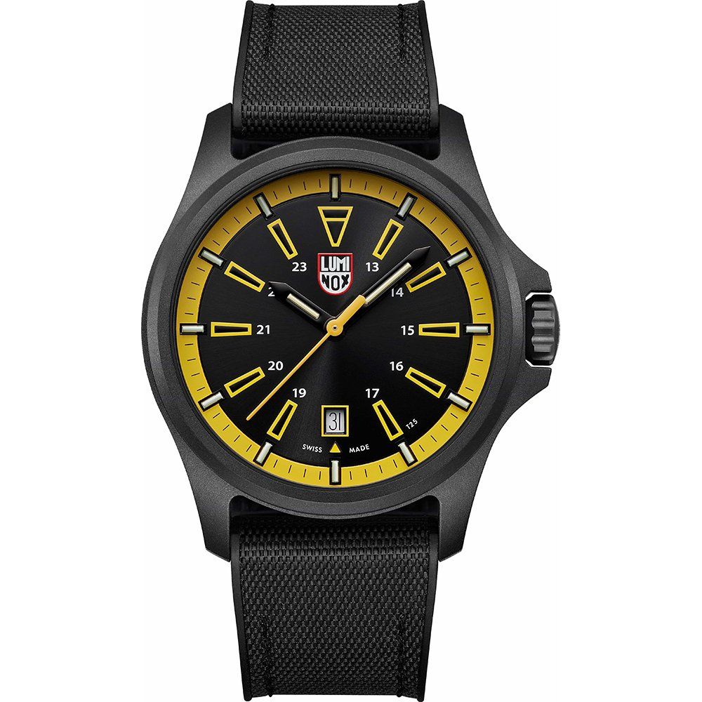 Luminox Herrenarmbanduhr mit Carbonox™-Gehäuse, schwarzem Textilband und gelbem Zifferblatt
