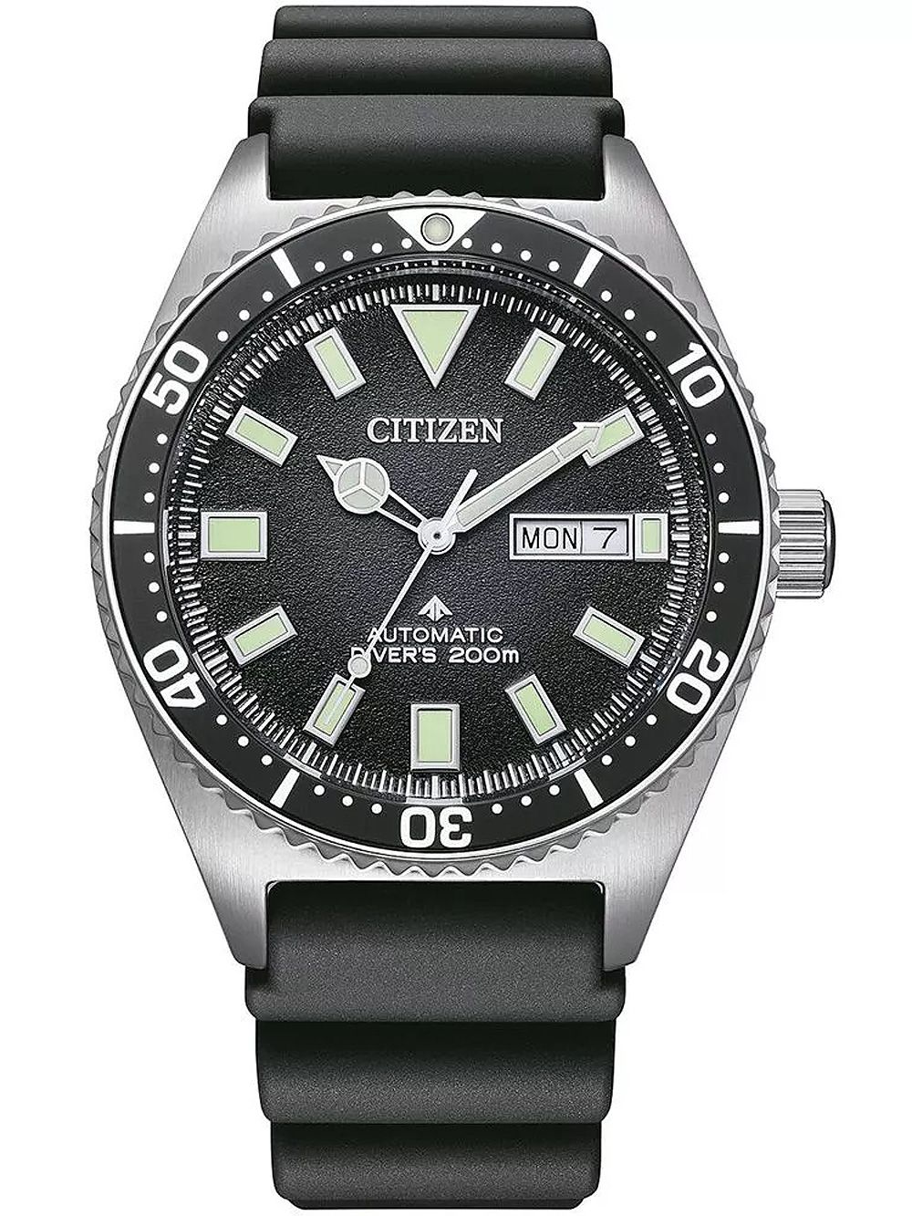 Citizen Promaster Marine Herrenuhr mit schwarzem Zifferblatt und schwarzem Silikonarmband
