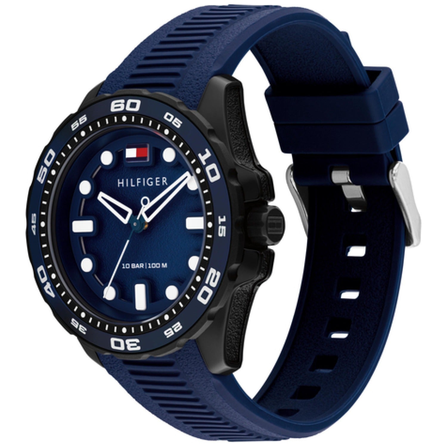 Herrenarmbanduhr mit blauem Zifferblatt, Leuchtmarkierungen und sportlicher Lünette