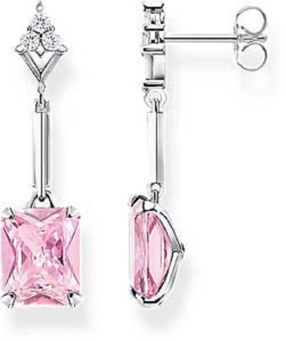 Puces d'oreilles avec pierres roses - Argent sterling 925