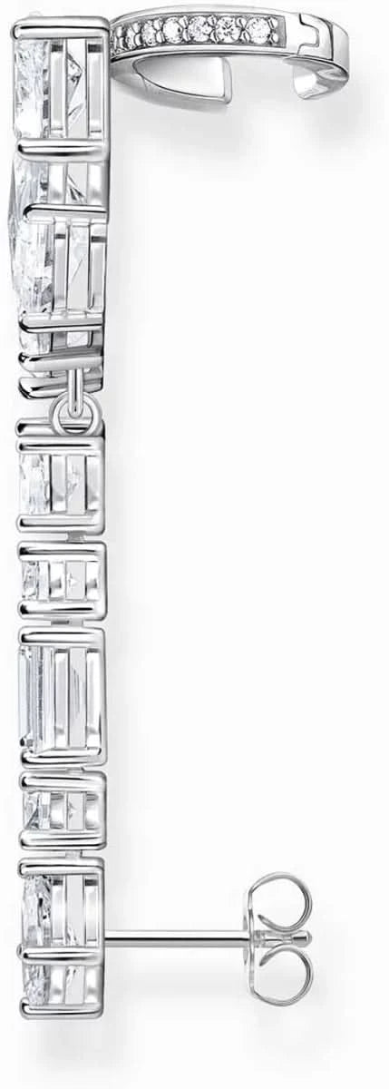 Steinbesetzter Earcuff-Earclimber, silberfarben, rechteckige klare Steine
