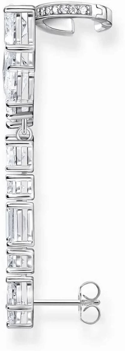 Steinbesetzter Earcuff-Earclimber, silberfarben, rechteckige klare Steine