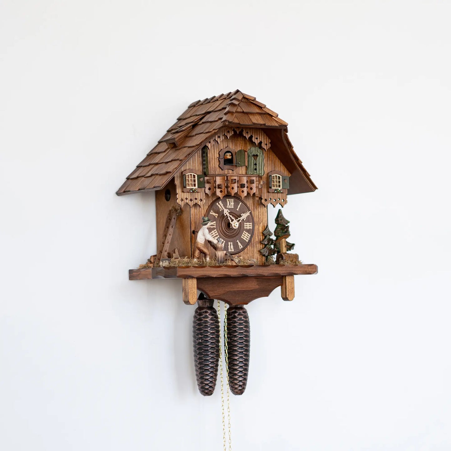 Rombach & Haas Holzhacker 3467 Horloge Murale Bois (foncé) • Mouvement Mécanique 8 Jours • Sculpture sur Bois Filigranée