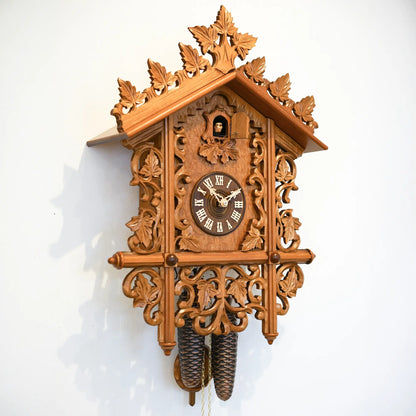 Rombach & Haas TRADITION 3521 Horloge Murale Bois (foncé) • Mouvement Mécanique 8 Jours • Travail de Découpage Sculpté à la Main