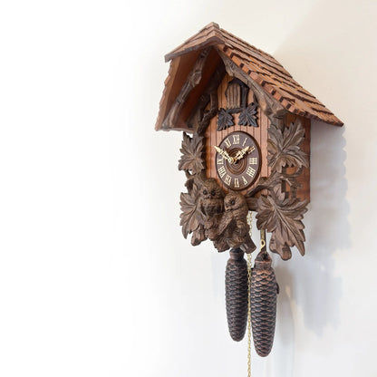 Rombach & Haas TRADITION 3460-N Horloge Murale Bois (foncé) • Mouvement Mécanique 8 Jours • Horloge Hibou Sculptée à la Main