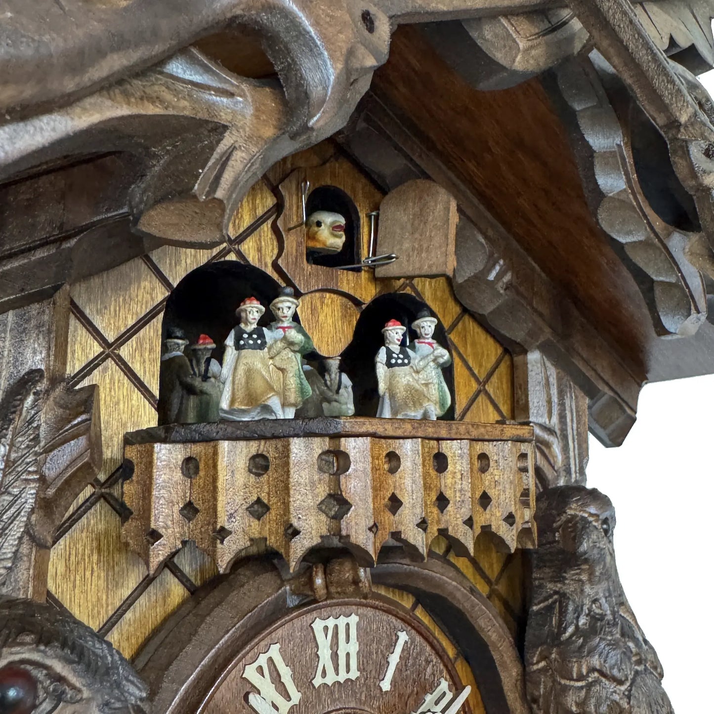 Rombach & Haas TRADITION 4550-N Horloge Murale Bois (foncé) • Mouvement Mécanique 8 Jours • Coucou Forêt-Noire Sculpté à la Main