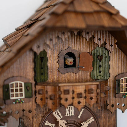 Rombach & Haas Tradition 3465 Horloge Murale Bois (foncé) • Mouvement Mécanique 8 Jours • Coucou Forêt-Noire Sculpté à la Main