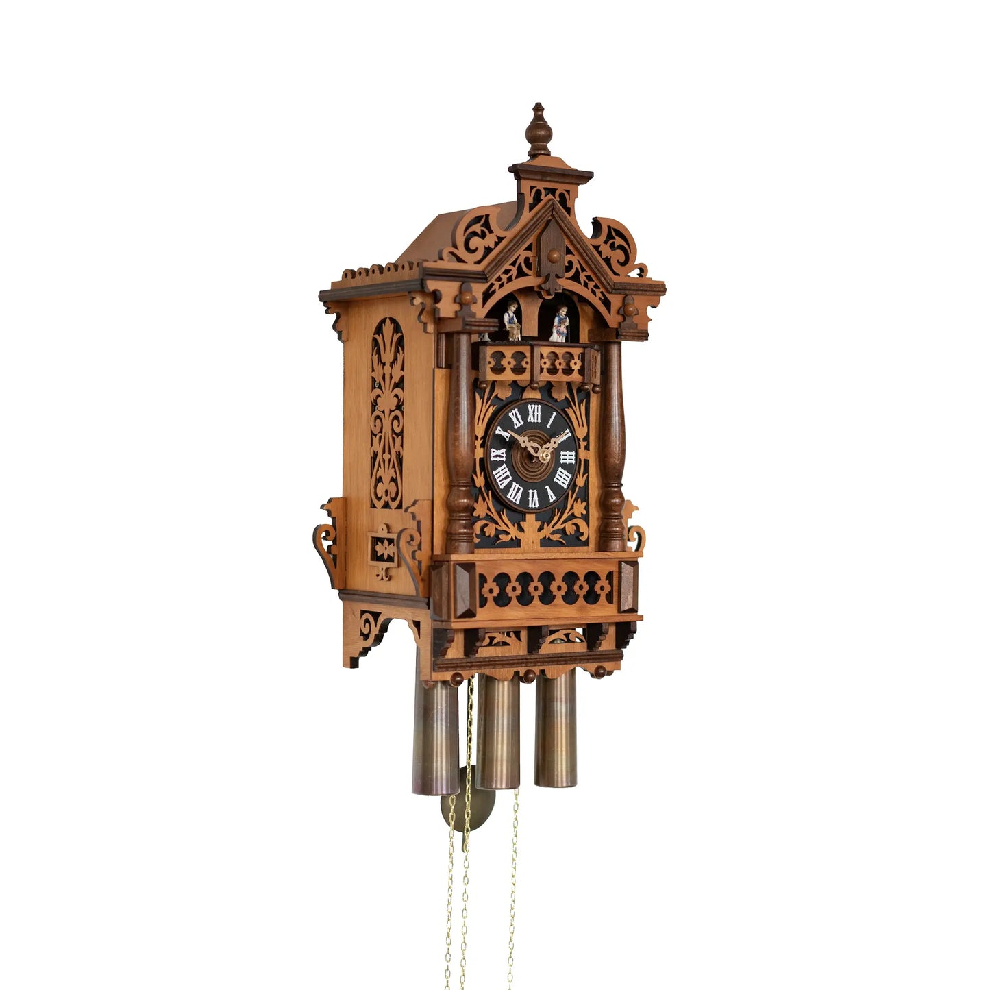 Rombach & Haas TRADITION 4501 Horloge Murale Bois (foncé) • Mouvement Mécanique 8 Jours • Horloge à Coucou Musicale avec Sonnerie à Râteau