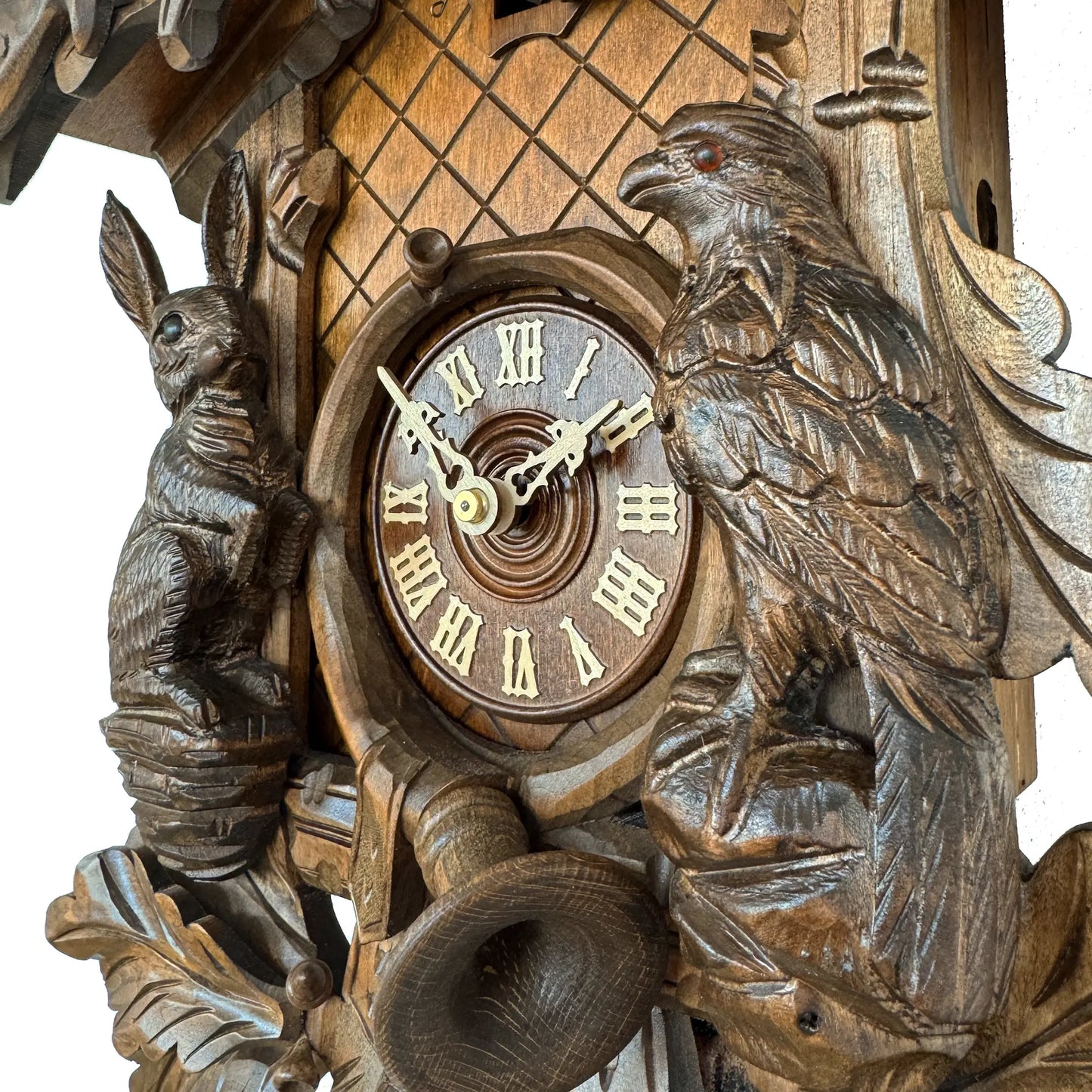 Rombach & Haas Tradition 3550-N Horloge Murale Bois (foncé) • Mouvement Mécanique 8 Jours • Coucou Forêt-Noire Sculpté à la Main