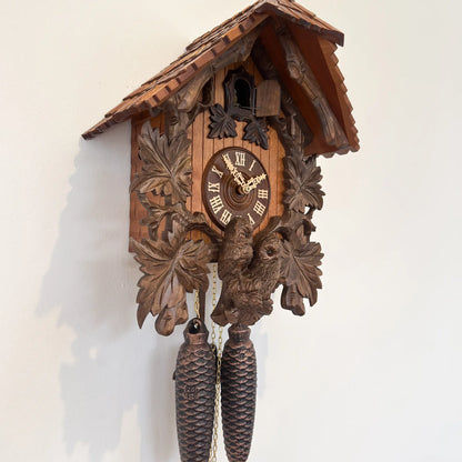Rombach & Haas TRADITION 3460-N Horloge Murale Bois (foncé) • Mouvement Mécanique 8 Jours • Horloge Hibou Sculptée à la Main