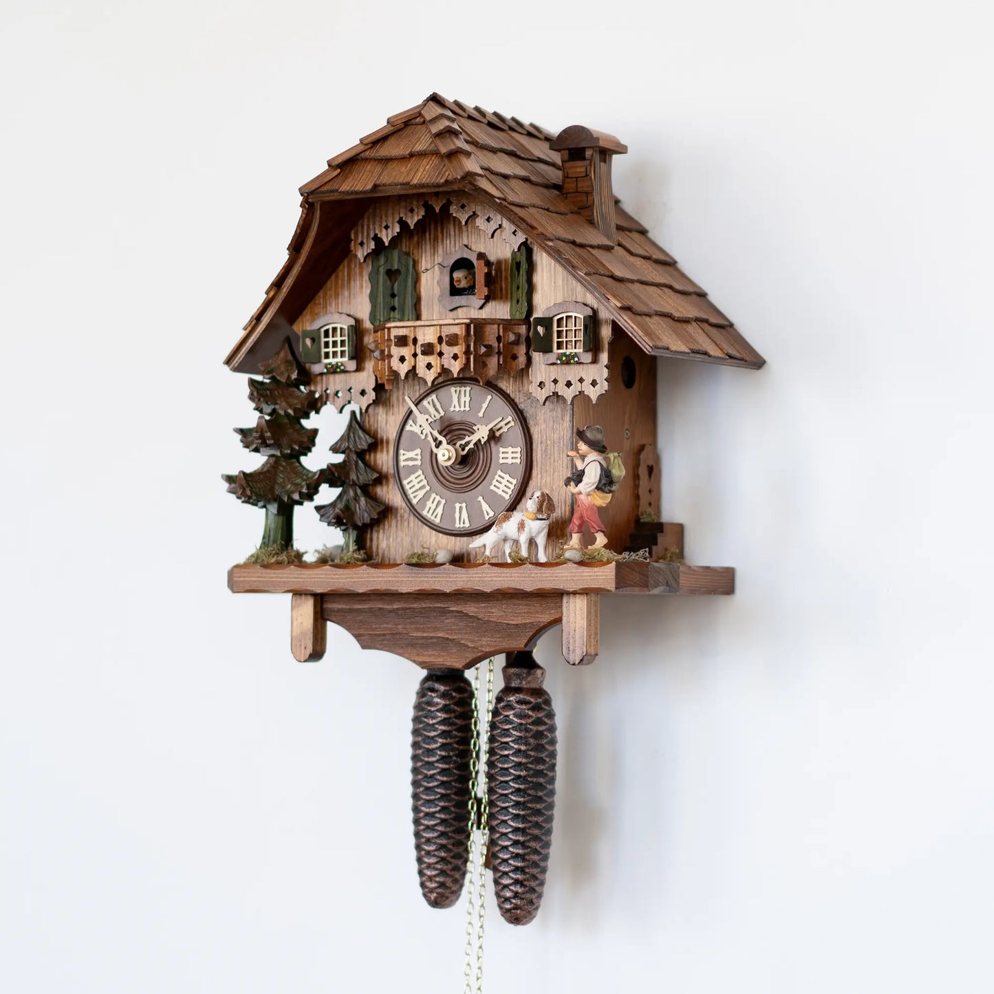 Rombach & Haas Tradition 3465 Horloge Murale Bois (foncé) • Mouvement Mécanique 8 Jours • Coucou Forêt-Noire Sculpté à la Main
