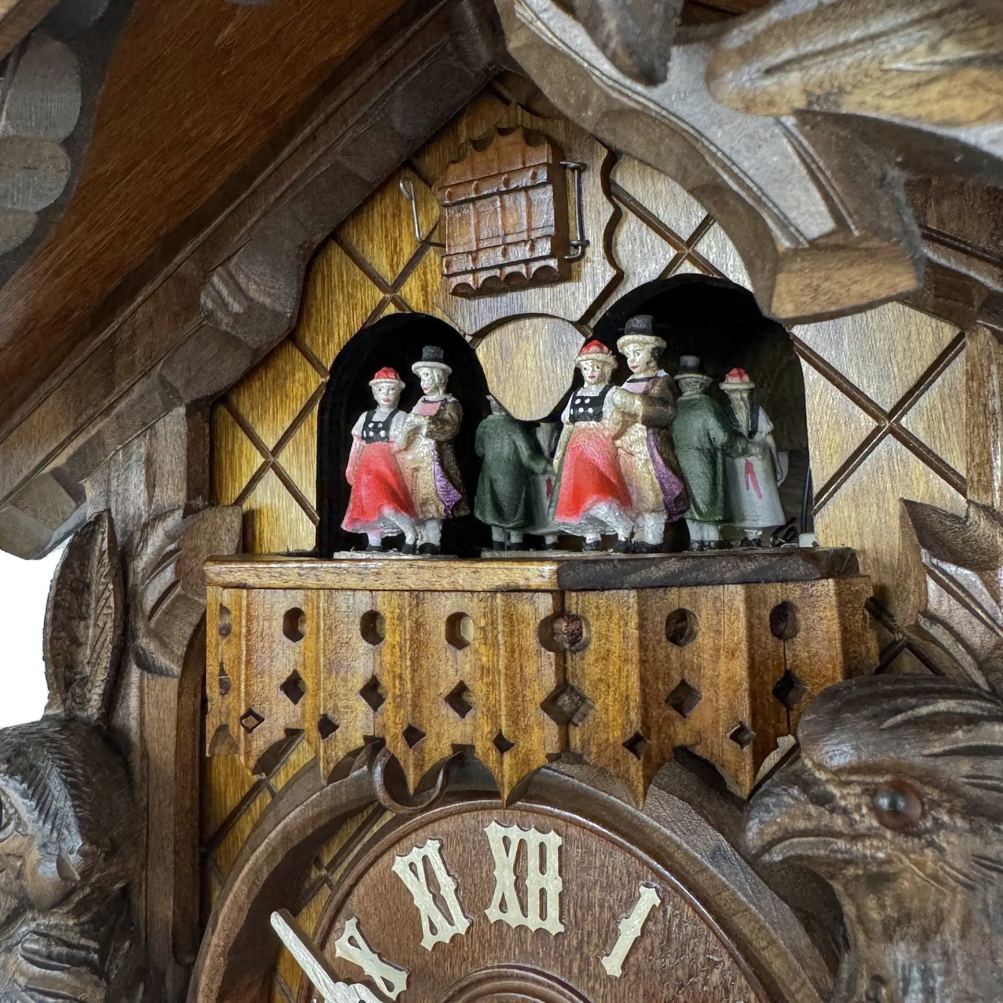 Rombach & Haas TRADITION 4550-N Horloge Murale Bois (foncé) • Mouvement Mécanique 8 Jours • Coucou Forêt-Noire Sculpté à la Main