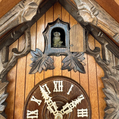 Rombach & Haas TRADITION 3460-N Horloge Murale Bois (foncé) • Mouvement Mécanique 8 Jours • Horloge Hibou Sculptée à la Main