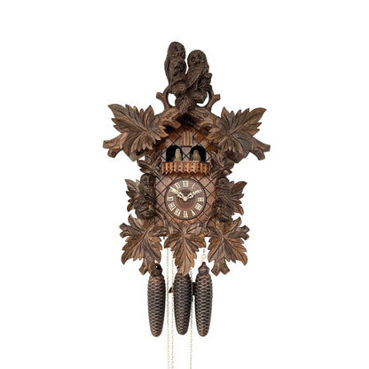 Rombach & Haas TRADITION 4560-N Horloge Murale Bois Foncé • Mouvement Mécanique 8 Jours • Horloge Hibou Sculptée Main