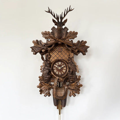 Rombach & Haas Tradition 3550-N Horloge Murale Bois (foncé) • Mouvement Mécanique 8 Jours • Coucou Forêt-Noire Sculpté à la Main