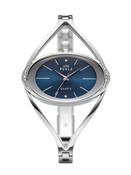 Montre pour femme UMR Ruhla avec cadran bleu, mouvement à quartz et cristaux Swarovski
