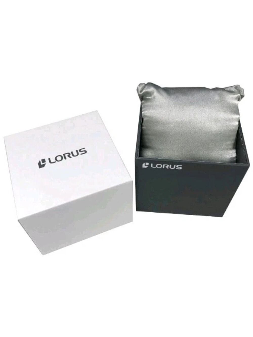 Lorus-Verpackungsbox mit Logo und weißem Umkarton