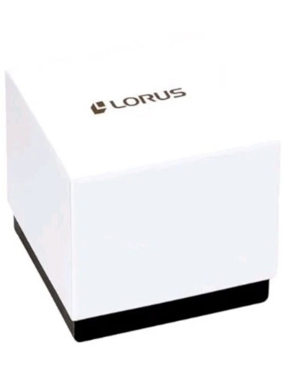 Lorus Uhrenverpackung: weißer Deckel mit Lorus-Schriftzug