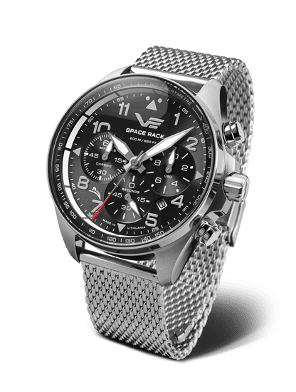 Vostok Europe Space Race herrklocka med svart urtavla och mesh-armband i metall