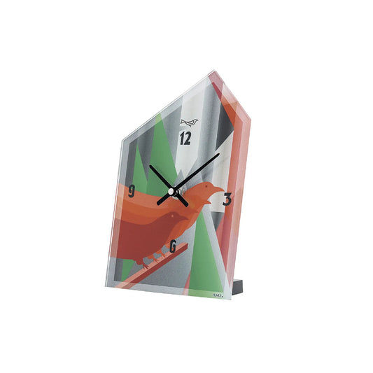 Horloge de table AMS T1254 Rouge • Mouvement à quartz • Design oiseau