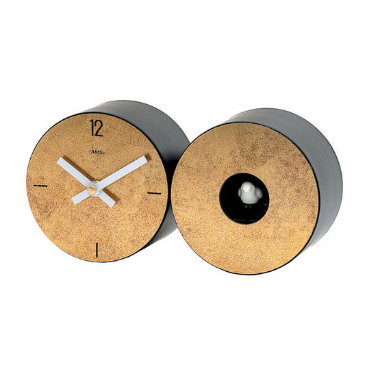 Horloge de table AMS Design T1311 • Aspect laiton antique • Mouvement à quartz avec chant du coucou