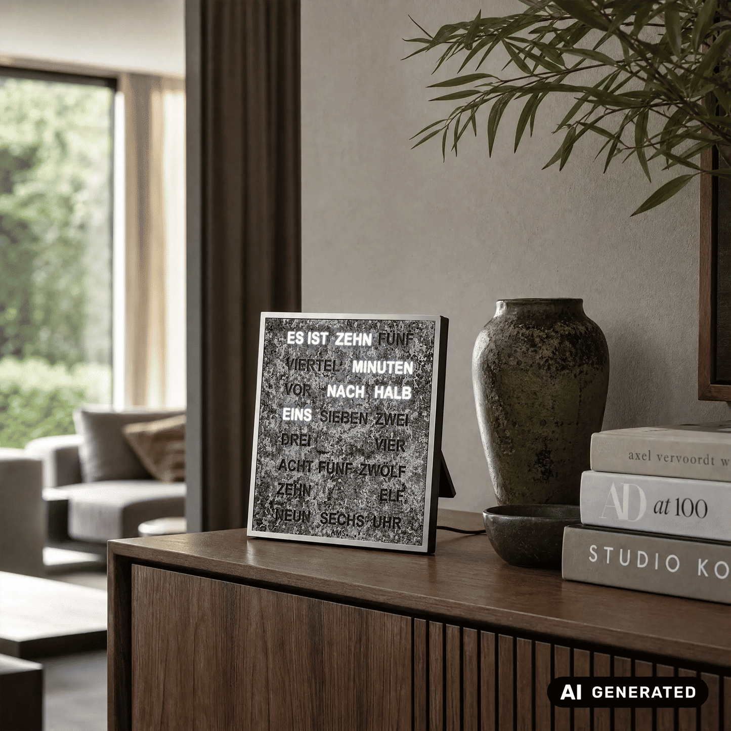 AMS Design T1236 Zegar słowny • Wyświetlacz LED • Metalowa obudowa